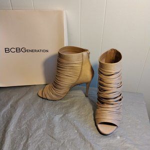 BCBGeneration Heeled Angle Boots Open Toe Microsuede 10M